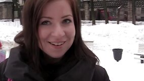 A blue eyed bimbo is seen sucking a large dick with a lot of lust