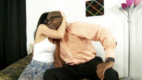 A college girl that has a nice ass is getting a big black dick in