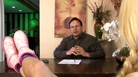 A blonde with big boobs gets a dick inside her tight round ass