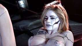 Slutty Power Ranger tries lesbian sex with buxom robot assistant