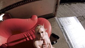 Blonde chick likes to fuck in a car and in the truck
